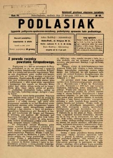Podlasiak : tygodnik polityczno-społeczno-narodowy, poświęcony sprawom ludu podlaskiego R. 4 (1925) nr 48