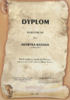 Dyplom wyróżnienie dla Henryka Kozaka : XXVII Konkurs Literacki SODK Limes [...]