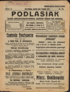 Podlasiak : tygodnik polityczno-społeczno-narodowy, poświęcony sprawom ludu podlaskiego R. 2 (1923) nr 32