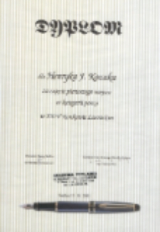 Dyplom dla Henryka Kozaka za zajęcie pierwszego miejsca w kategorii poezji w XXIV Konkursie Literackim