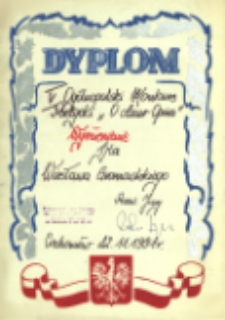 Dyplom : [Inc.:] V Ogólnopolski Konkurs Poetycki "O Laur Opina". Wyróżnienie dla Wiesława Gromadzkiego