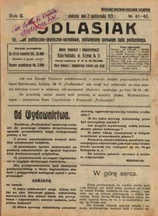 Podlasiak : tygodnik polityczno-społeczno-narodowy, poświęcony sprawom ludu podlaskiego R. 2 (1923) nr 41-42