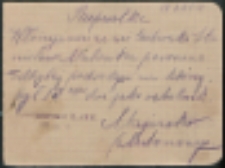 Druk Ulotny: [Inc.:] Przepustka. Włościanin wsi Czeberaki ... powraca z podwody, na której był 13 dni jako ochotnik