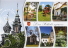 Leśna Podlaska zaprasza : Wieże Bazyliki Matki Boskiej Leśniańskiej w Leśnej Podlaskiej. Leśna Podlaska - skwer w centrum. Leśna Podlaska - Plac zabaw. Pałac w Nosowie. Cerkiew prawosławna w Nosowie. Kaplica Zjawienia w Leśnej Podlaskiej.Rezerwat przyrody "Chmielinne" [pocztówka]