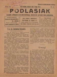Podlasiak : tygodnik polityczno-społeczno-narodowy, poświęcony sprawom ludu podlaskiego R. 3 (1924) nr 5