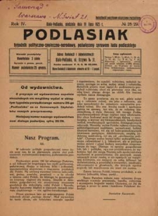 Podlasiak : tygodnik polityczno-społeczno-narodowy, poświęcony sprawom ludu podlaskiego R. 4 (1925) nr 28-29