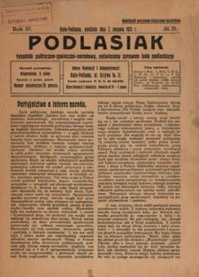 Podlasiak : tygodnik polityczno-społeczno-narodowy, poświęcony sprawom ludu podlaskiego R. 4 (1925) nr 31