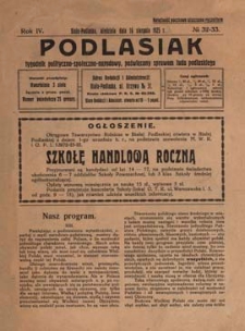 Podlasiak : tygodnik polityczno-społeczno-narodowy, poświęcony sprawom ludu podlaskiego R. 4 (1925) nr 32-33