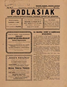 Podlasiak : tygodnik polityczno-społeczno-narodowy, poświęcony sprawom ludu podlaskiego R. 5 (1926) nr 1-2