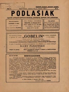 Podlasiak : tygodnik polityczno-społeczno-narodowy, poświęcony sprawom ludu podlaskiego R. 5 (1926) nr 5
