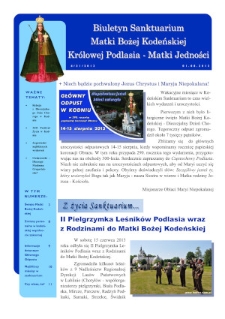 Biuletyn Sanktuarium Matki Bożej Kodeńskiej Królowej Podlasia Matki Jedności R. 4 (2013) nr 4 (21)