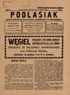Podlasiak : tygodnik polityczno-społeczno-narodowy, poświęcony sprawom ludu podlaskiego R. 5 (1926) nr 8