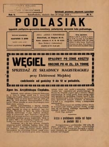 Podlasiak : tygodnik polityczno-społeczno-narodowy, poświęcony sprawom ludu podlaskiego R. 5 (1926) nr 9